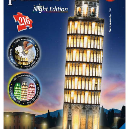 Tour de puzzle d'édition nocturne Pisa 3D avec les lumières