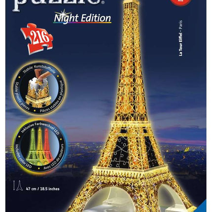 Eiffel Tower Night Edition 3D Puzzle with LIGHTS