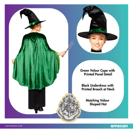 Professor McGonagall Mc Granitt Costume Carnevale Harry Potter Donna Adulti Fancy Dress