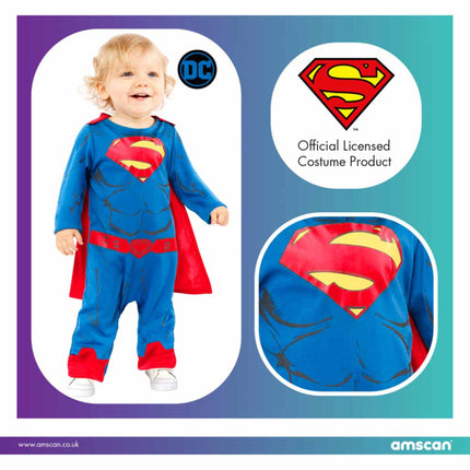 Superman Costume Baby Infanzia Carnevale Deluxe Fancy Dress