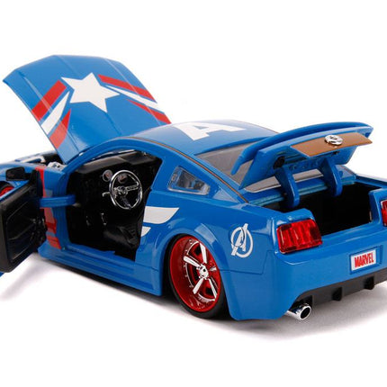 Ford Mustang GT 2006 Moulé sous pression Captain America Echelle 1/24 Marvel Hollywood Promenades