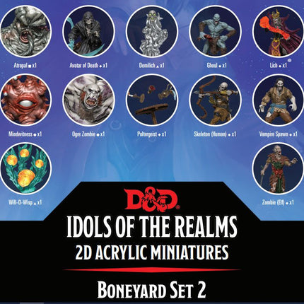 D&D Idols of the Realms 2D Miniatures: Boneyard: 2D Set 2